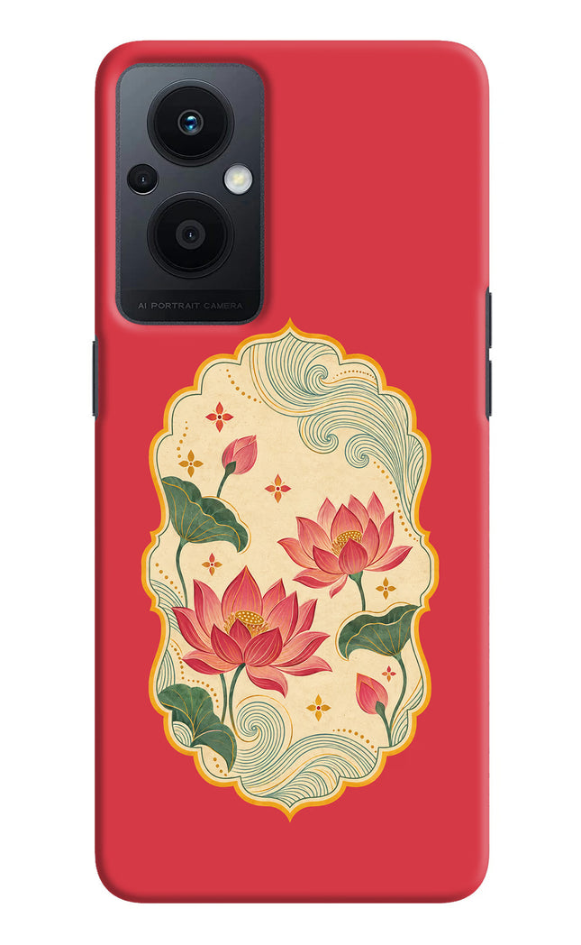 Pink Lotus Oppo F21 Pro 5G Hard Case Back Cover by Casekaro
