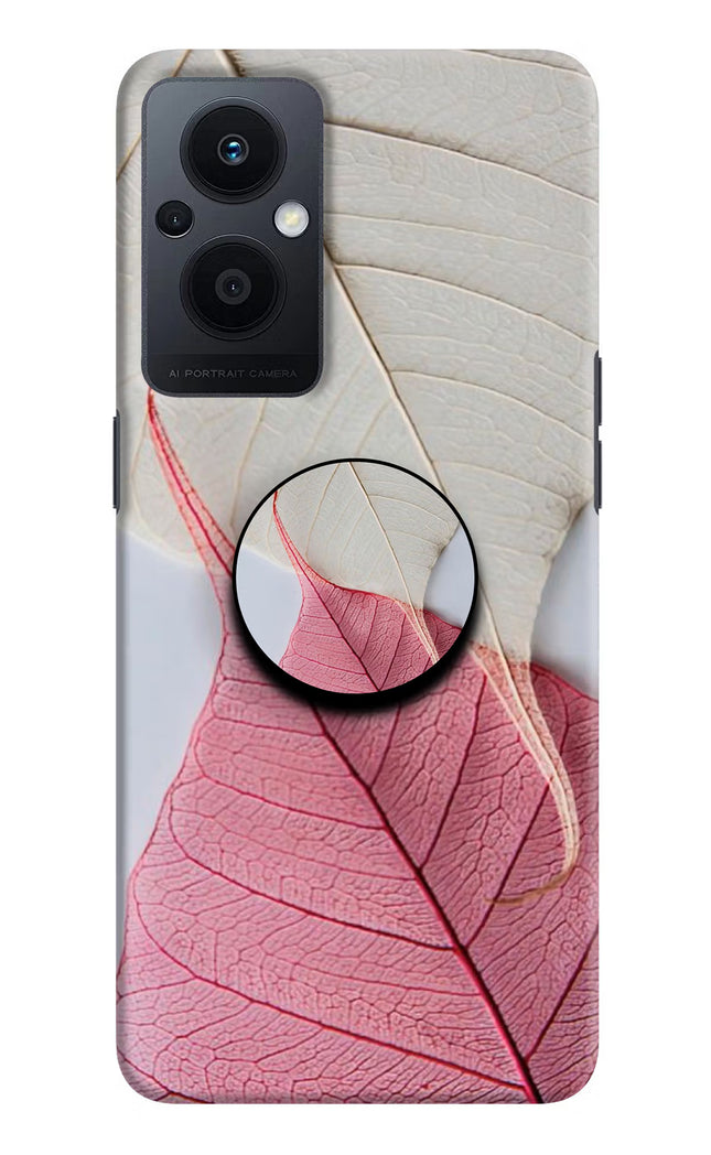 White Pink Leaf Oppo F21 Pro 5G Pop Case by Casekaro