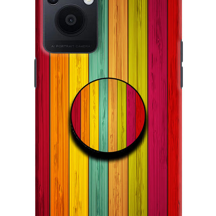 Multicolor Wooden Oppo F21 Pro 5G Pop Case by Casekaro