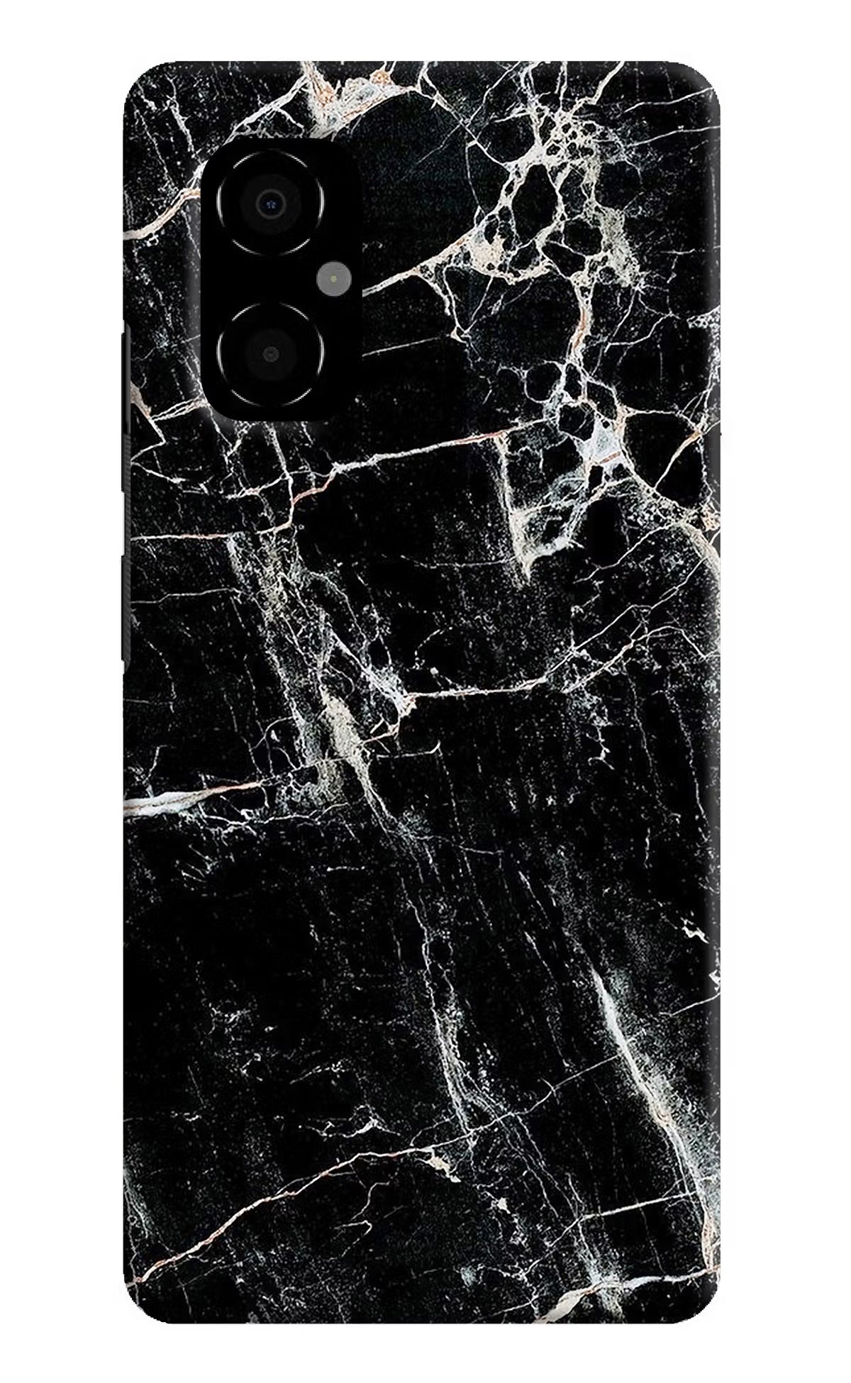 Black Marble Texture Poco M4 5G Hard Case Back Cover by Casekaro