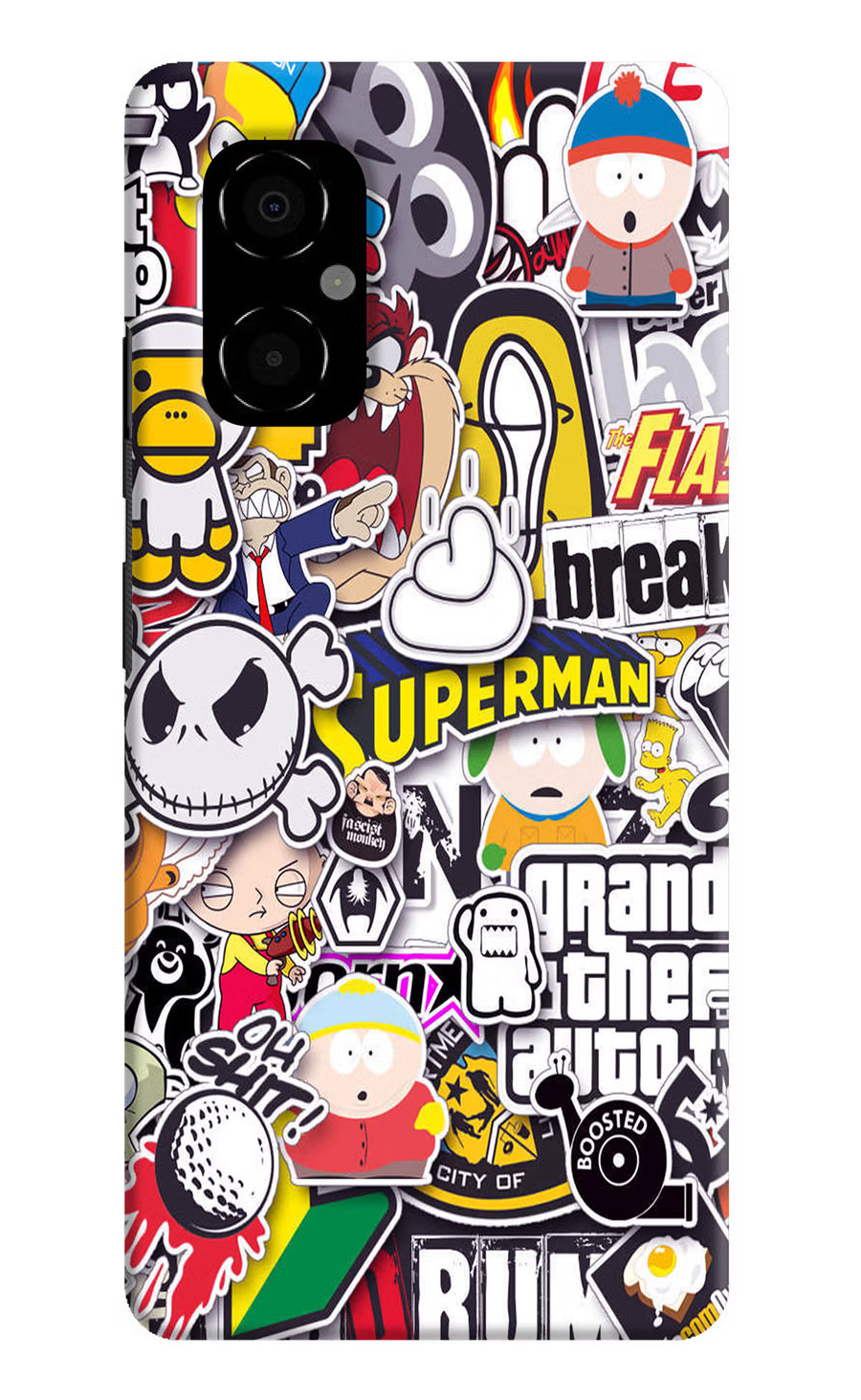 Sticker Bomb Poco M4 5G Back Cover, Hard case