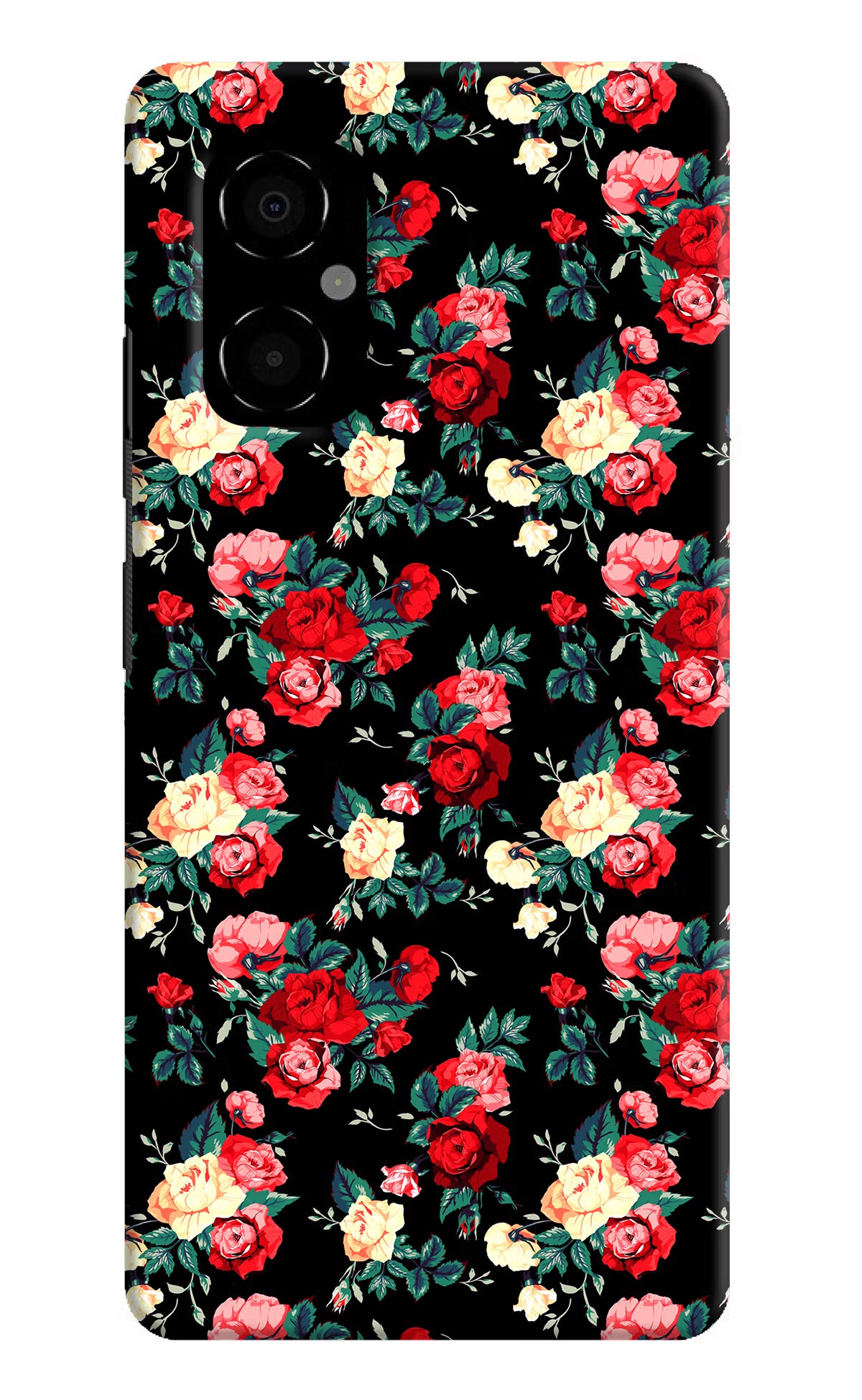 Rose Pattern Poco M4 5G Hard Case Back Cover by Casekaro