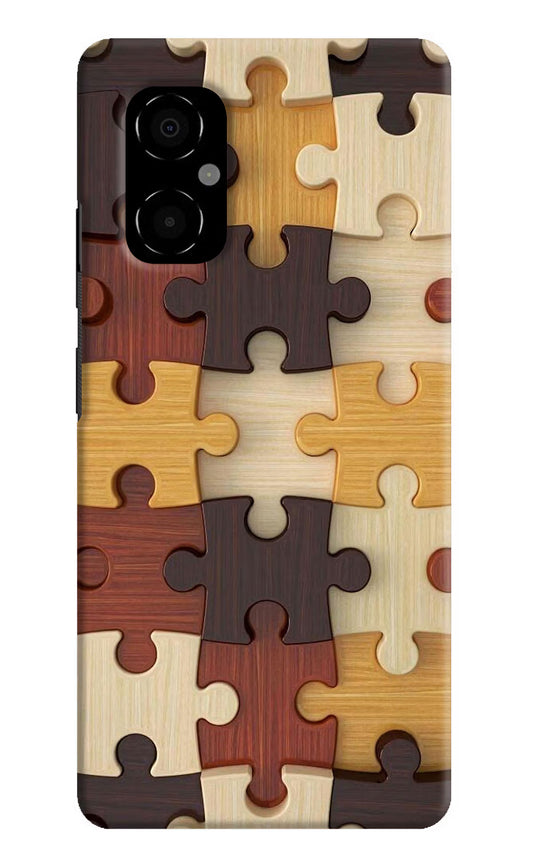 Wooden Puzzle Poco M4 5G Hard Case Back Cover by Casekaro