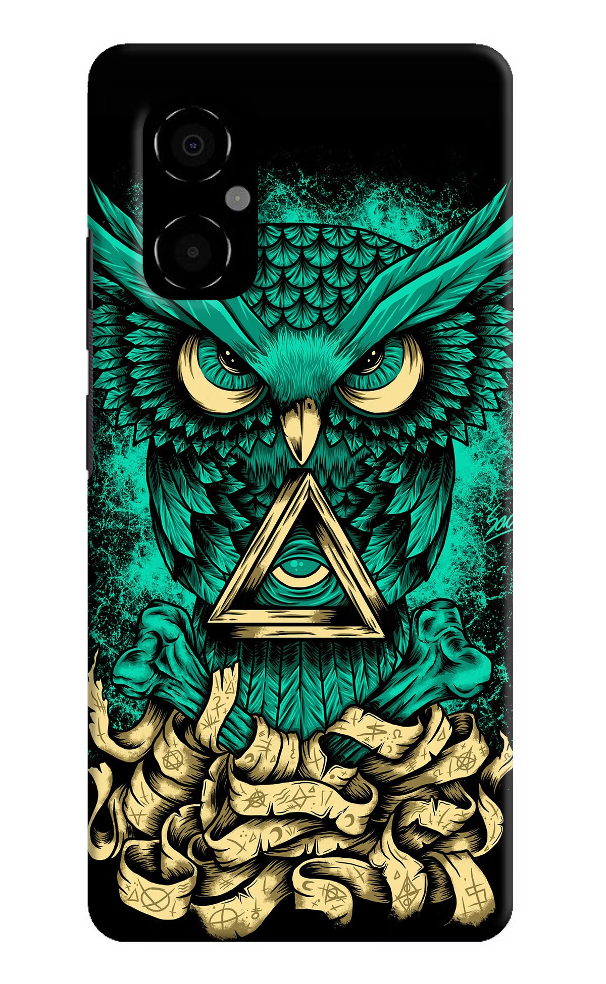 Green Owl Poco M4 5G Hard Case Back Cover by Casekaro