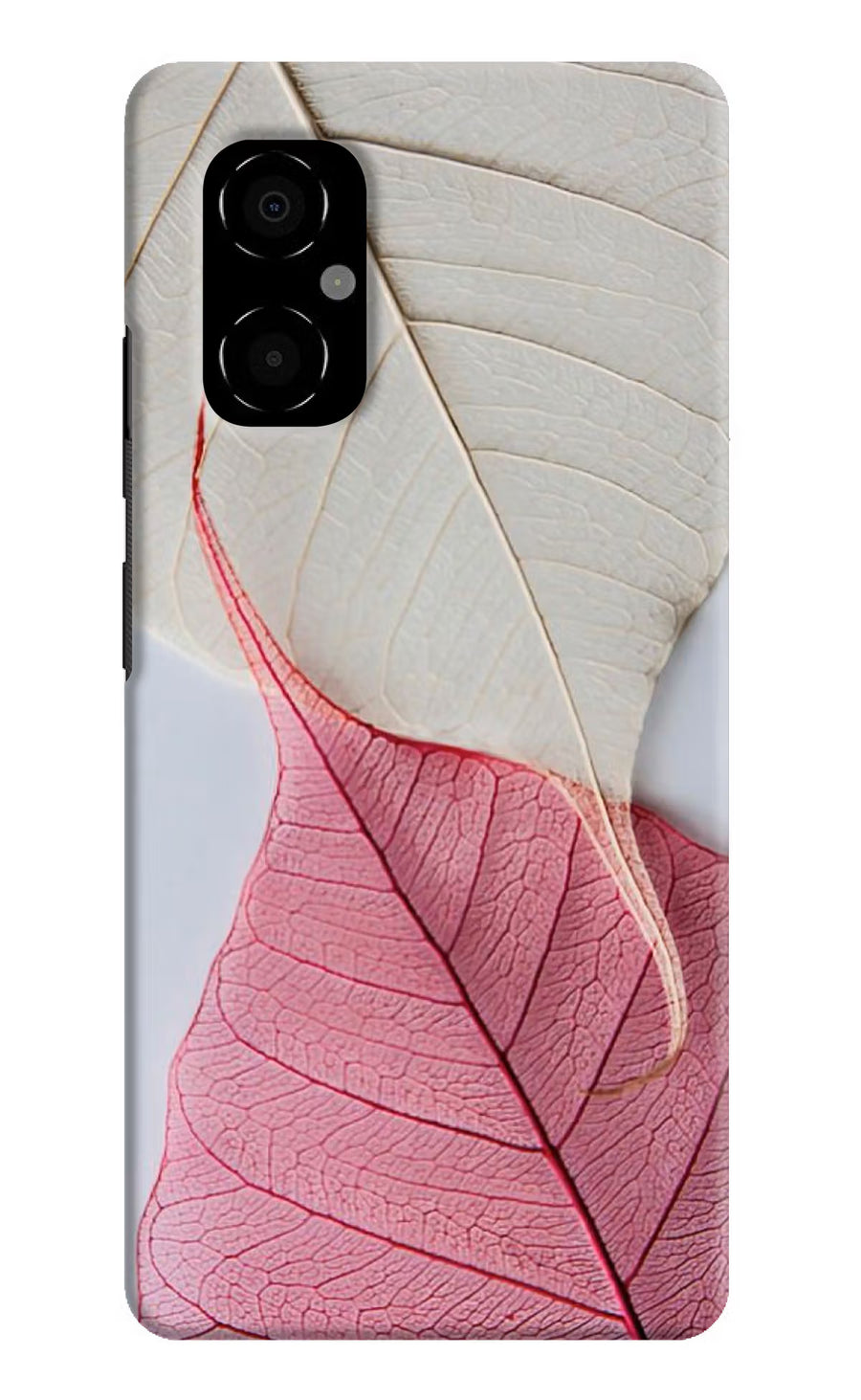 White Pink Leaf Poco M4 5G Back Cover, Hard case