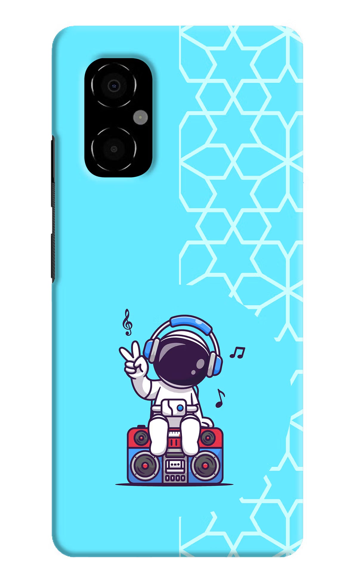 Cute Astronaut Chilling Poco M4 5G Hard Case Back Cover by Casekaro