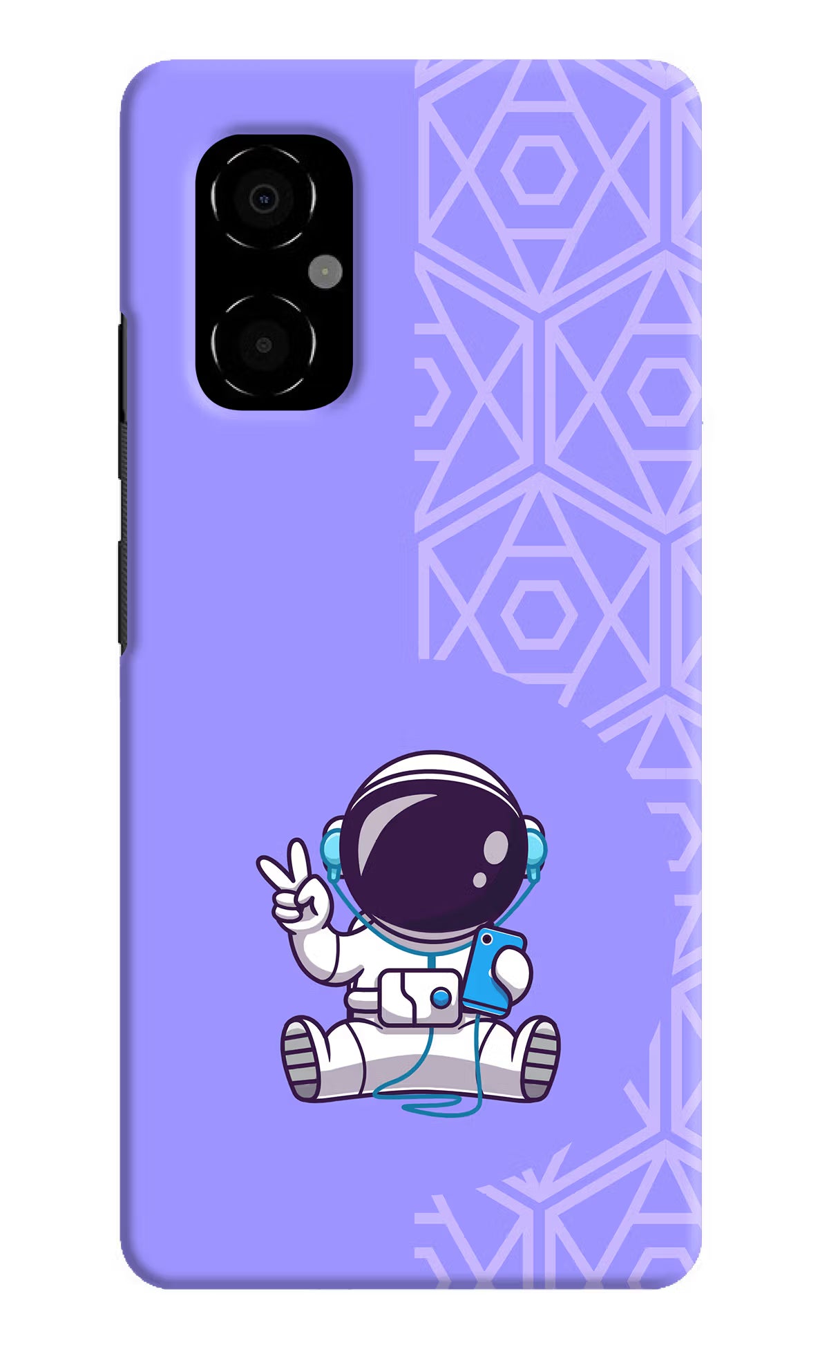 Cute Astronaut Chilling Poco M4 5G Hard Case Back Cover by Casekaro