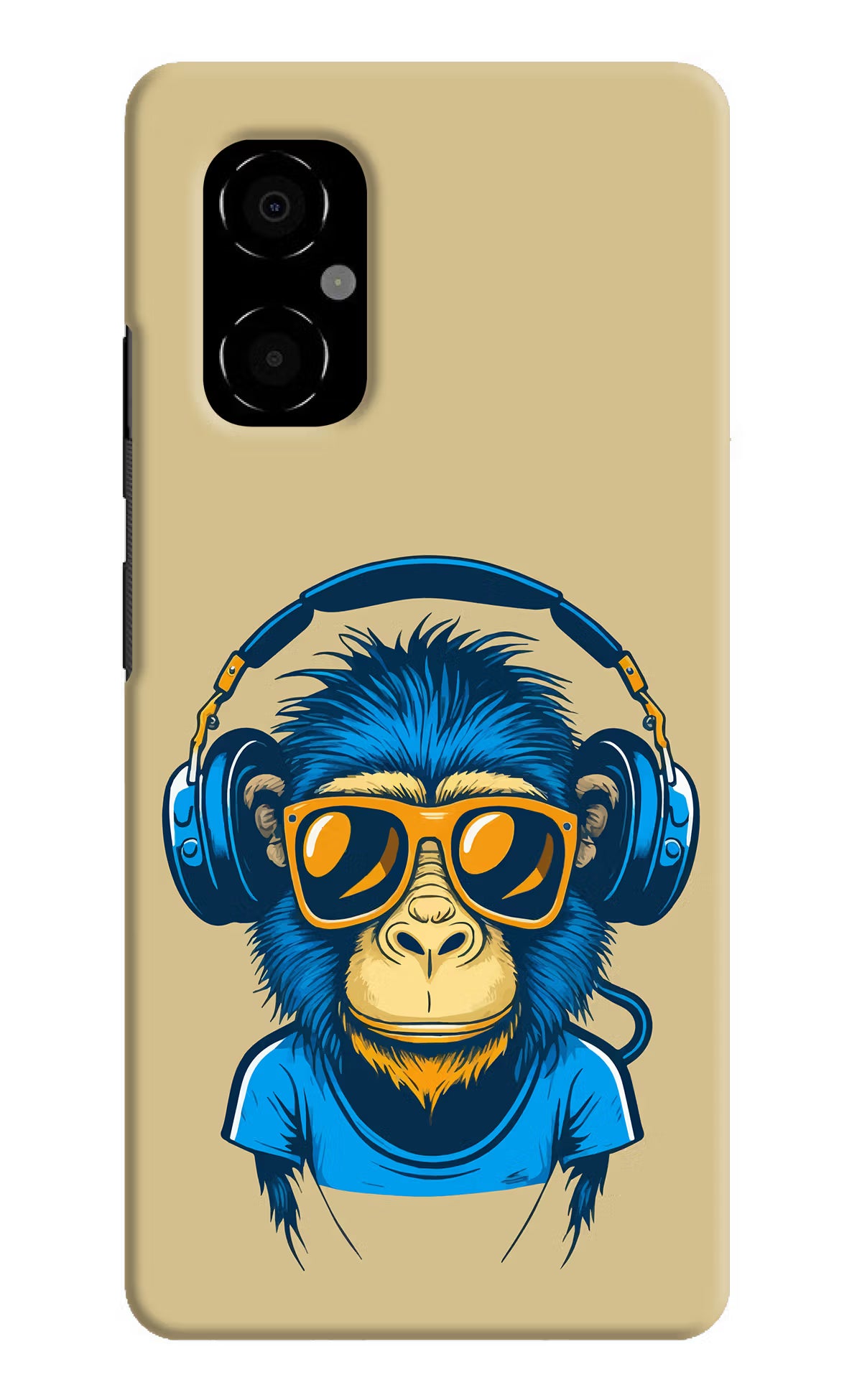 Monkey Headphone Poco M4 5G Hard Case Back Cover by Casekaro