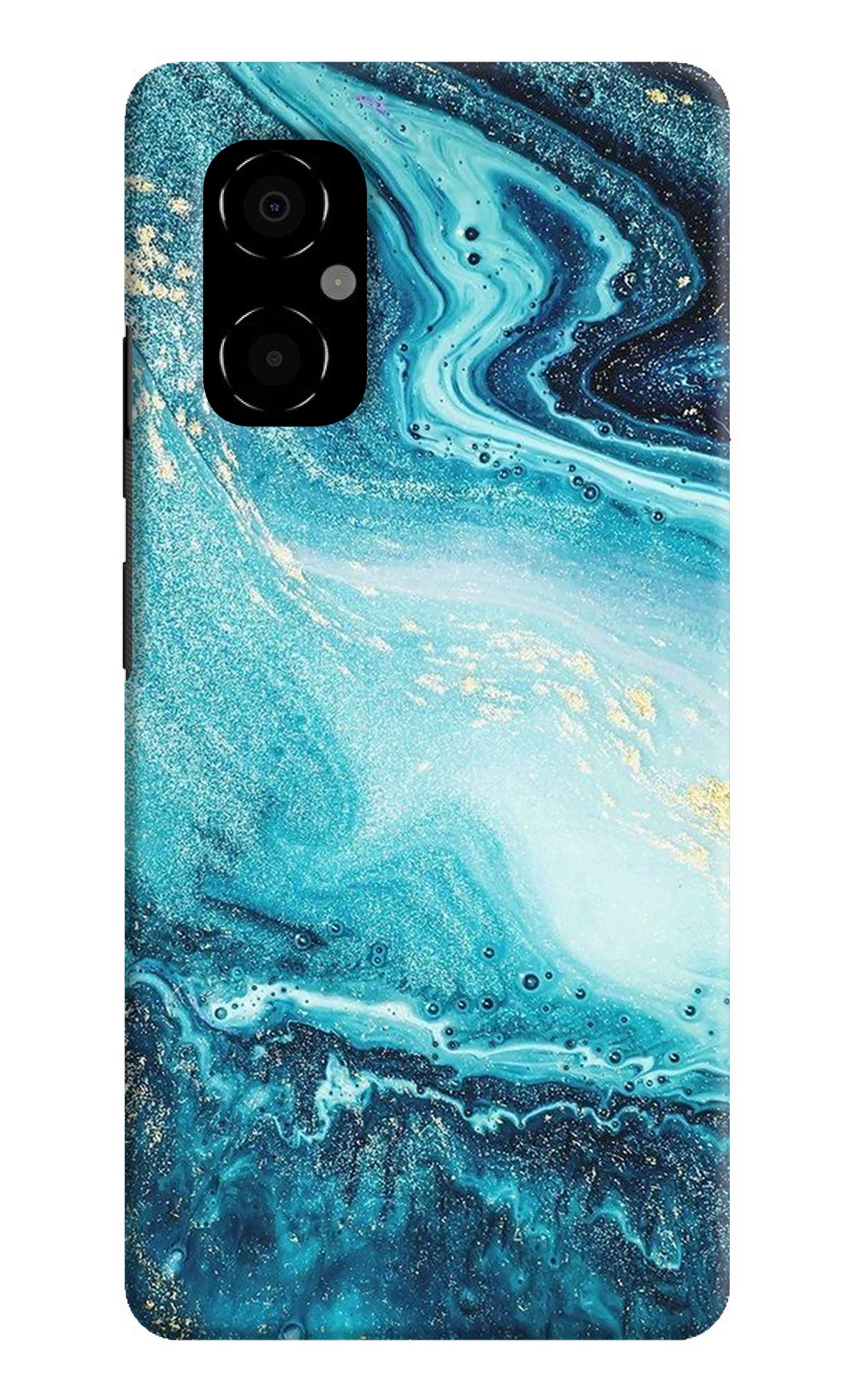 Blue Glitter Marble Poco M4 5G Back Cover