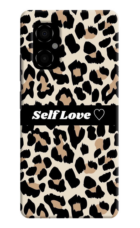 Leopard Print Self Love Poco M4 5G Hard Case Back Cover by Casekaro