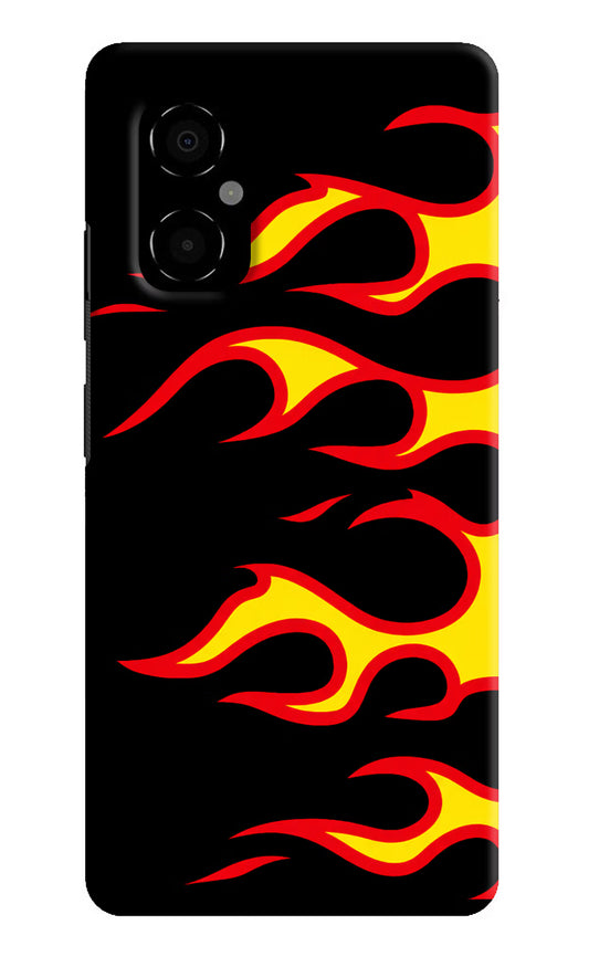 Side Sweep Flames Poco M4 5G Hard Case Back Cover by Casekaro