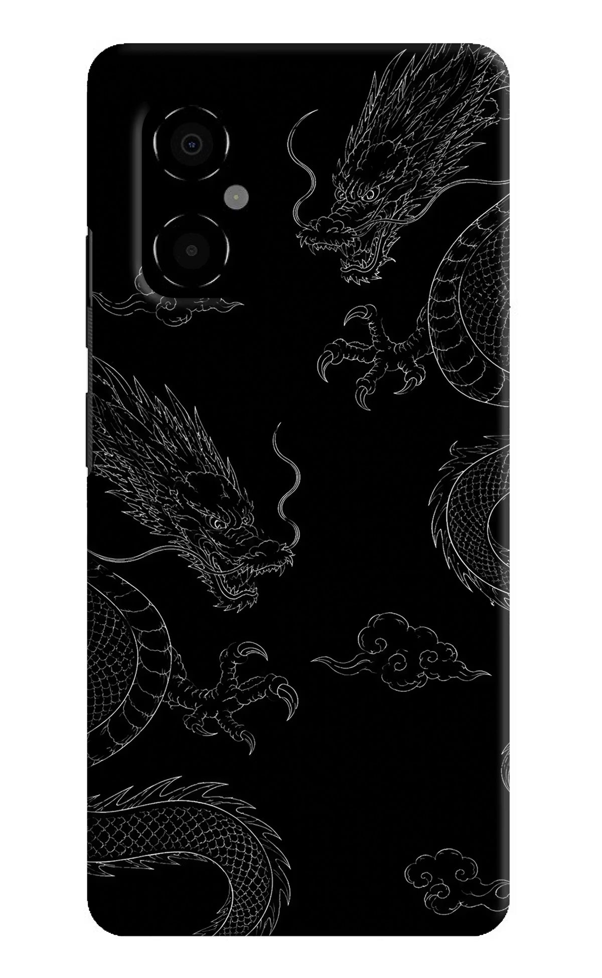 Twin Dragons Poco M4 5G Hard Case Back Cover by Casekaro