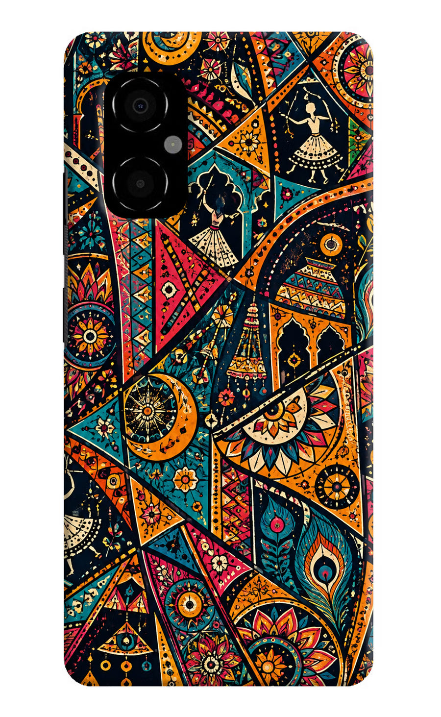 Folk Print Poco M4 5G Back Cover, Hard case
