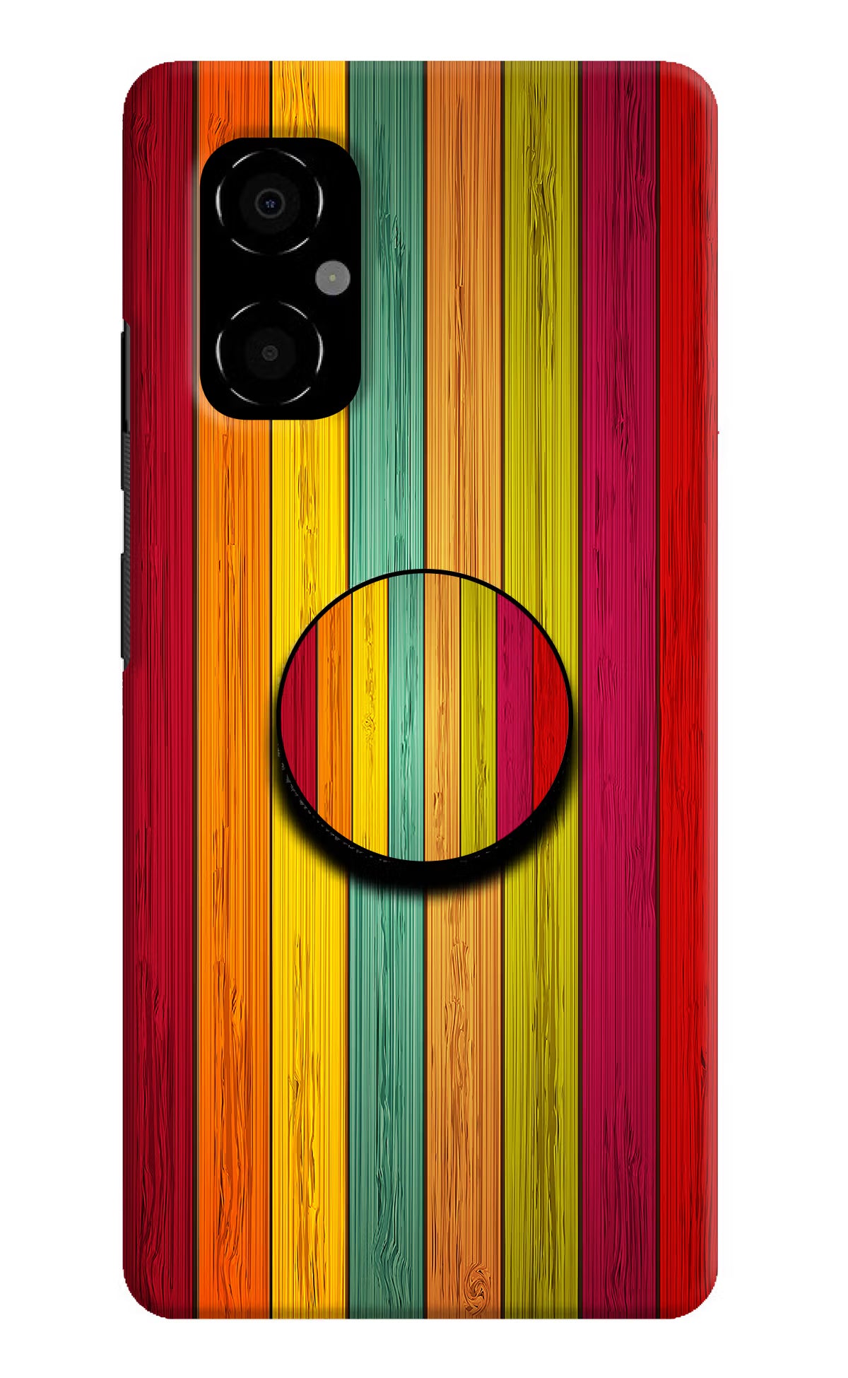 Multicolor Wooden Poco M4 5G Pop Case by Casekaro