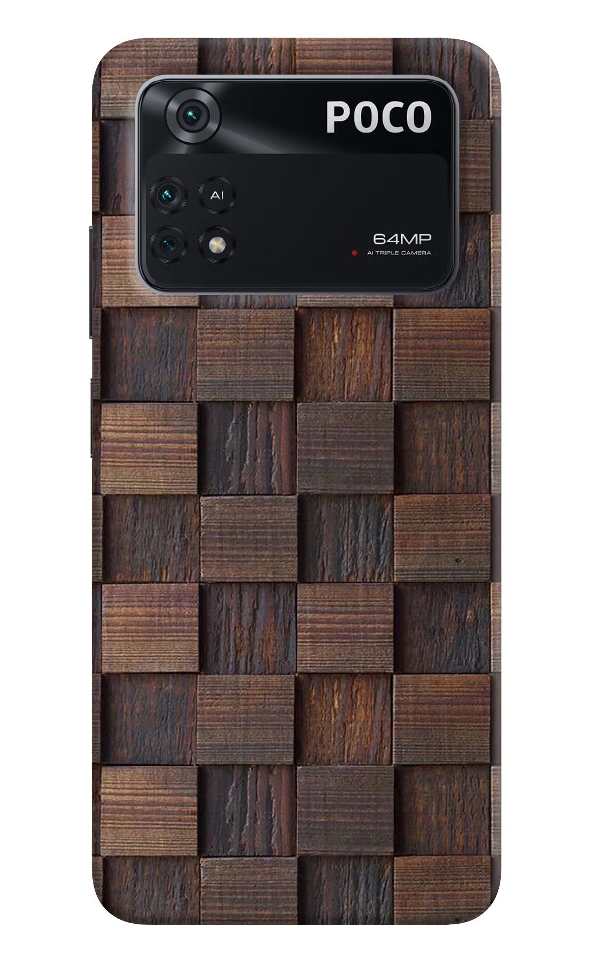 Wooden Cube Design Poco M4 Pro 4G Back Cover