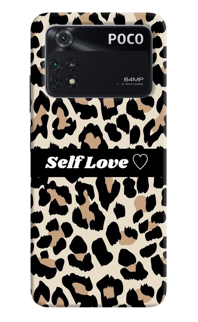 Leopard Print Self Love Poco M4 Pro 4G Back Cover