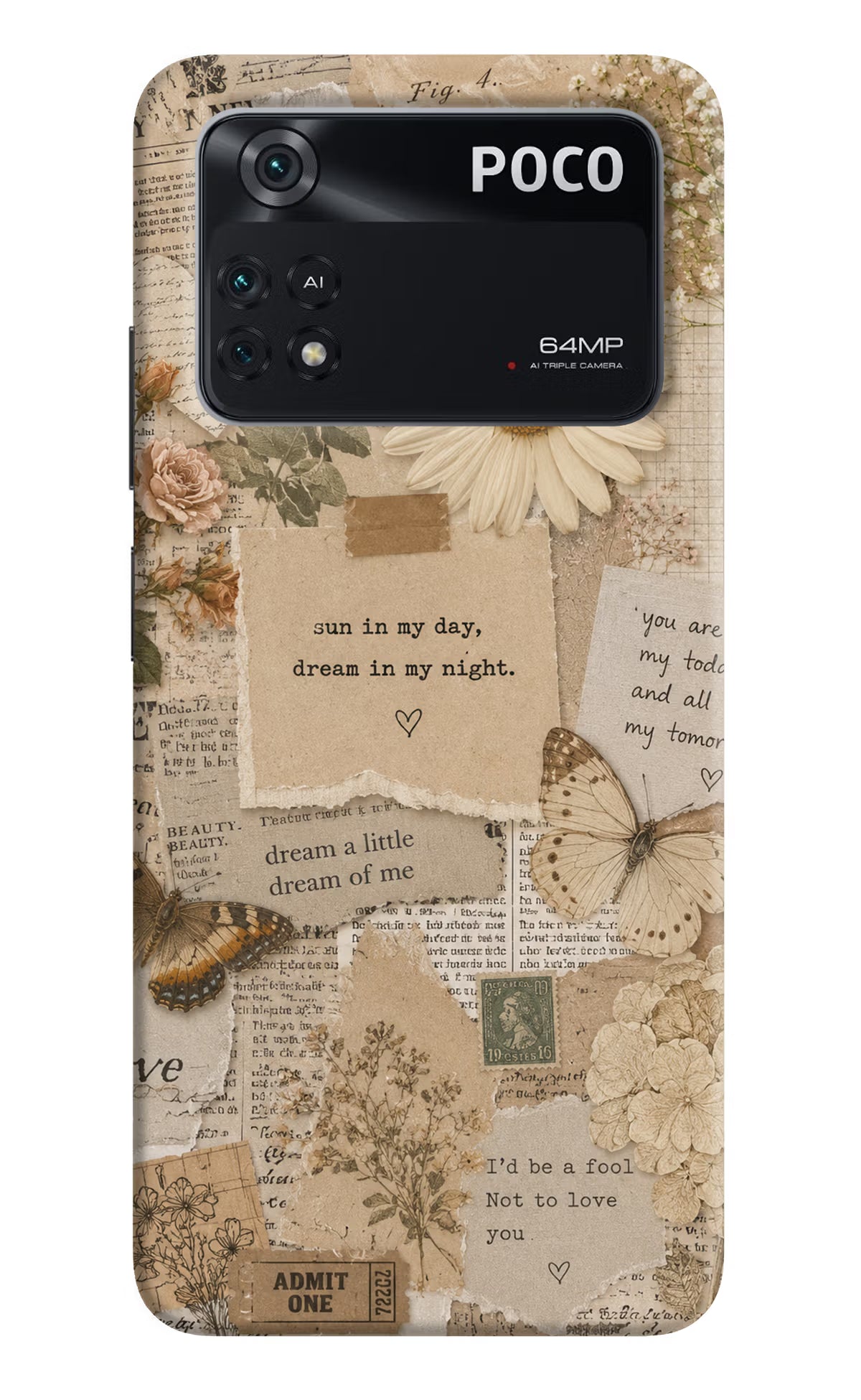 Vintage case Poco M4 Pro 4G Back Cover