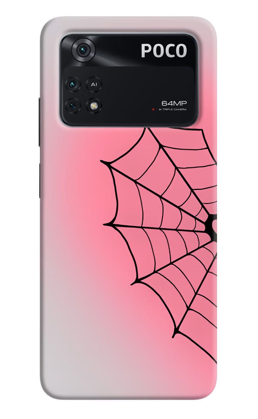 Pink Web Poco M4 Pro 4G Back Cover, Hard case