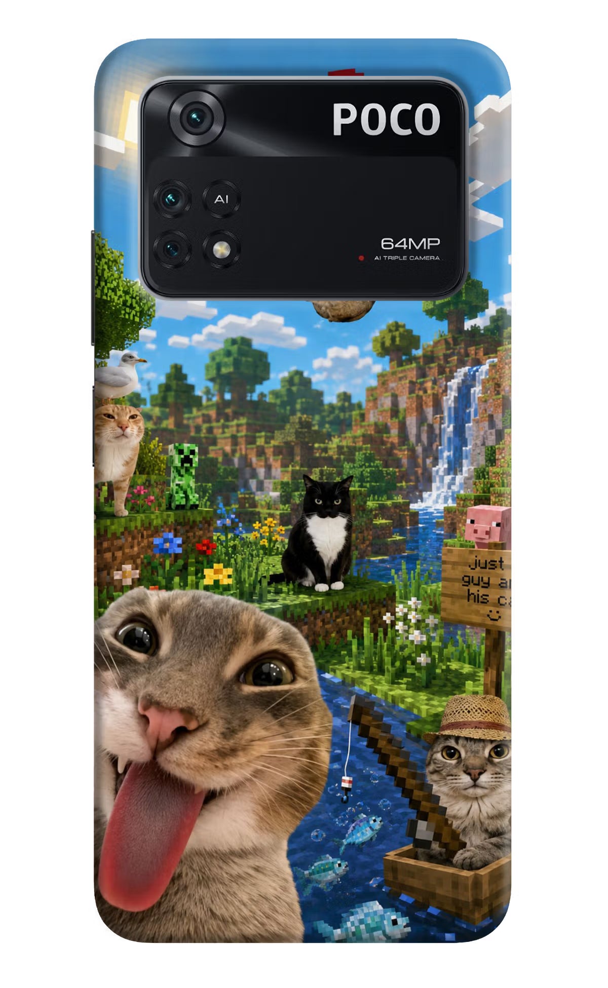 Minecraft Cat Chaos Poco M4 Pro 4G Back Cover
