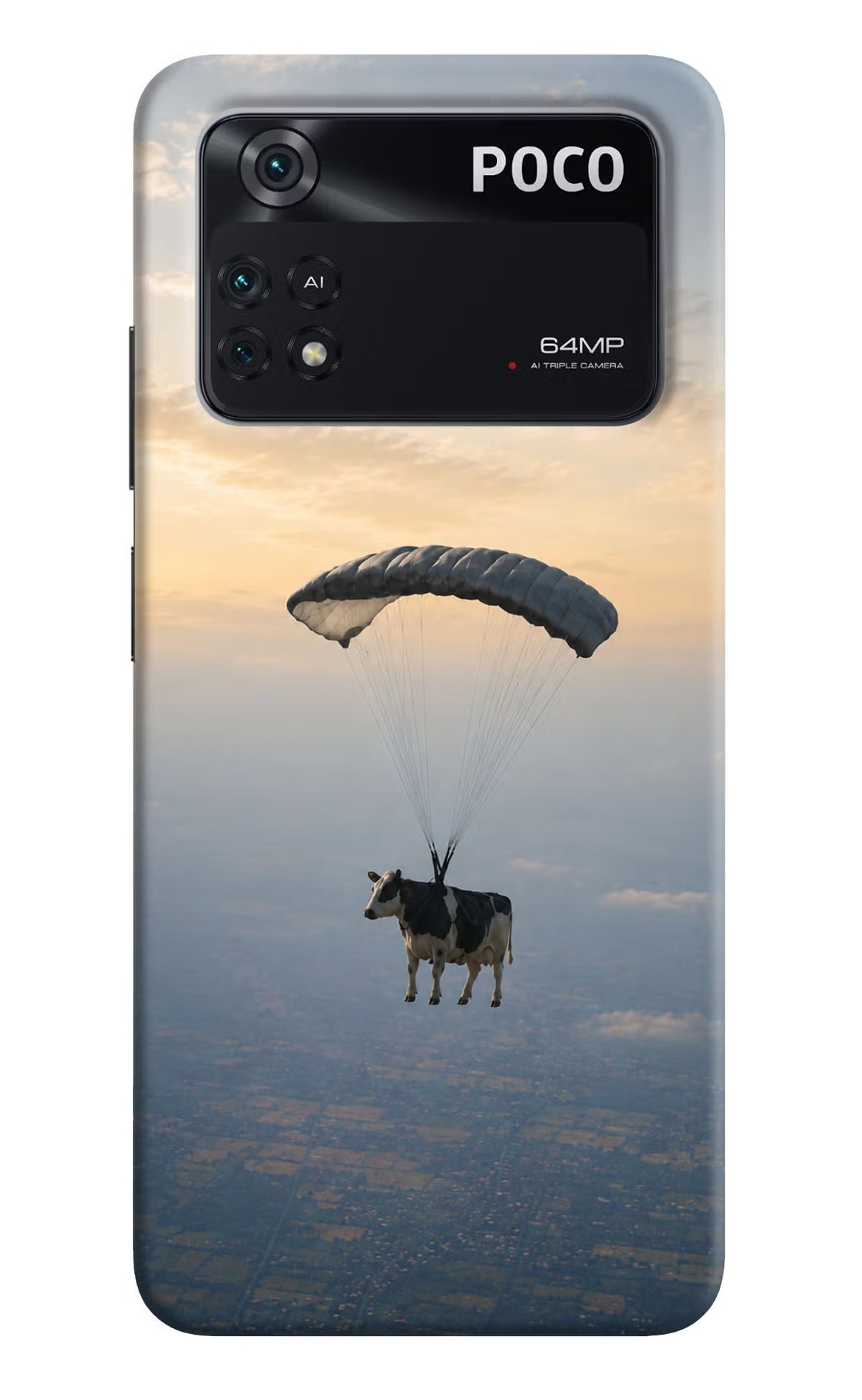 Skydiving Cow Poco M4 Pro 4G Back Cover