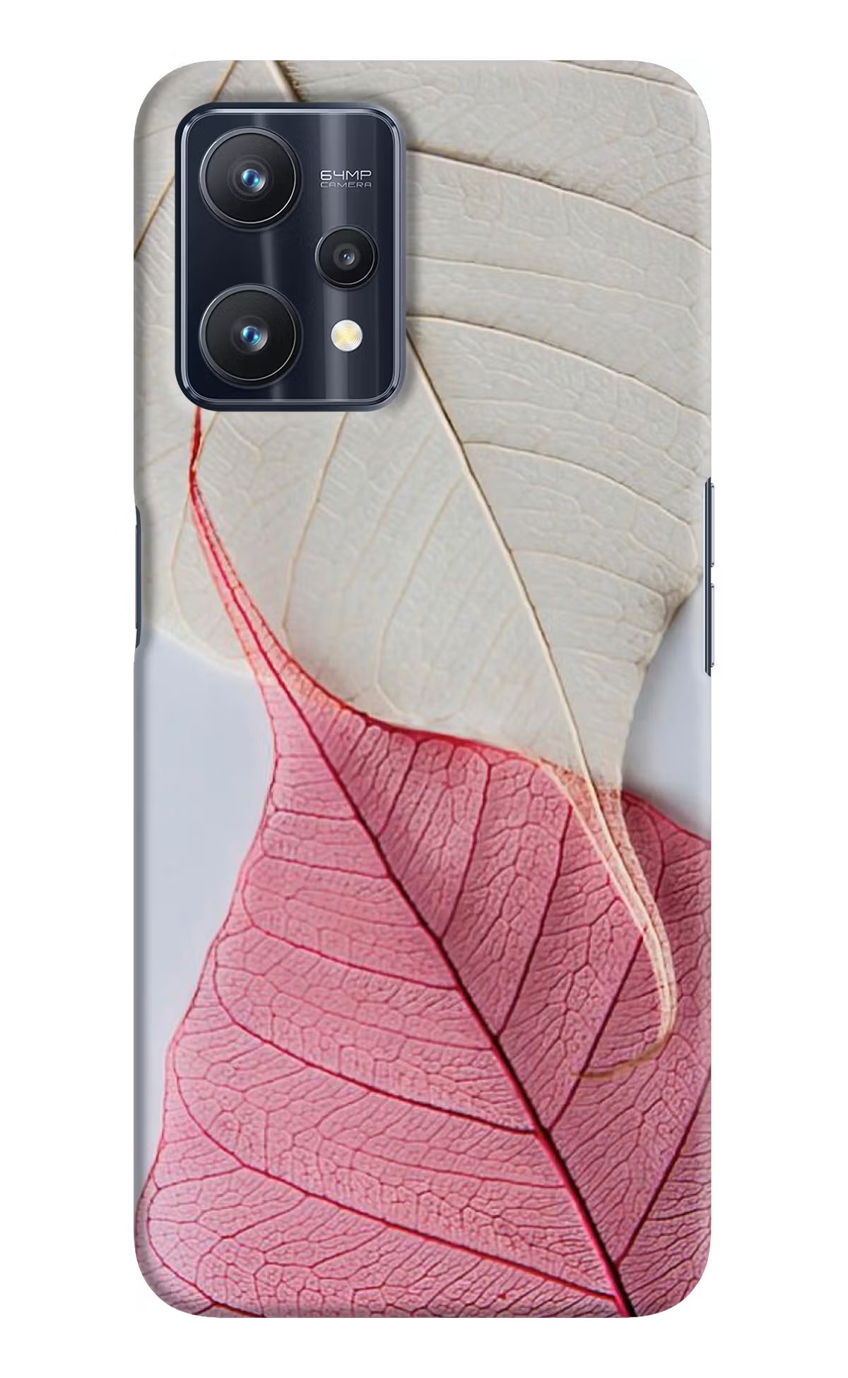 White Pink Leaf Realme 9 Pro 5G Hard Case Back Cover by Casekaro