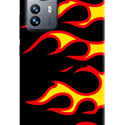 Side Sweep Flames Mi 12 Pro 5G Hard Case Back Cover by Casekaro