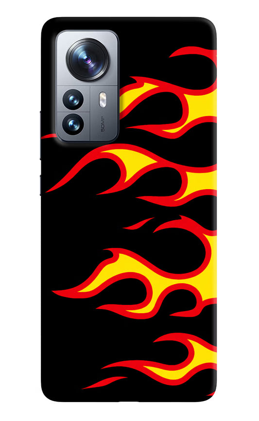 Side Sweep Flames Mi 12 Pro 5G Hard Case Back Cover by Casekaro