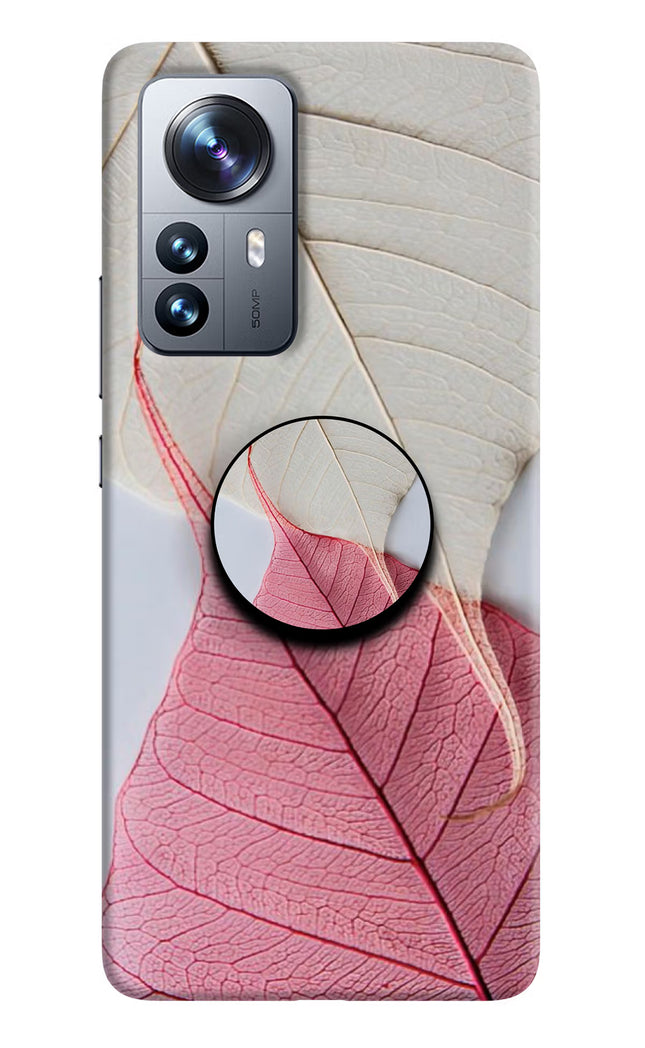 White Pink Leaf Mi 12 Pro 5G Pop Case by Casekaro