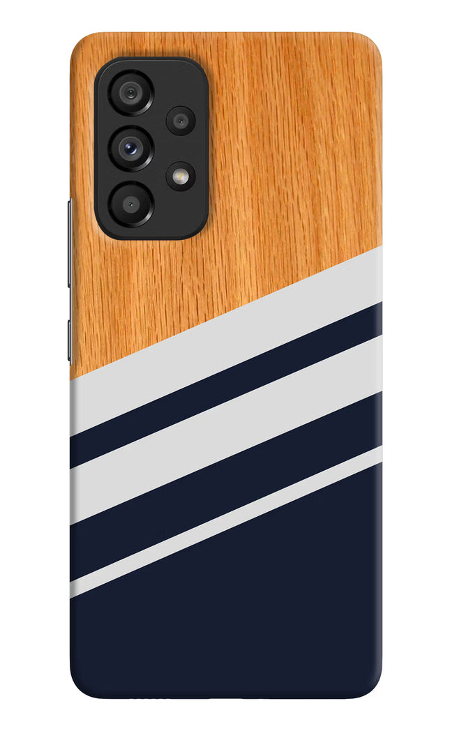 Blue and white wooden Samsung A53 5G Hard Case Back Cover by Casekaro