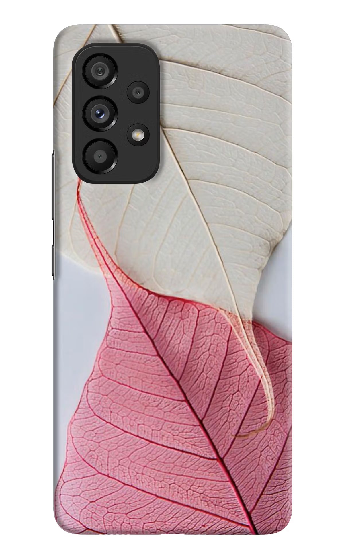 White Pink Leaf Samsung A53 5G Hard Case Back Cover by Casekaro