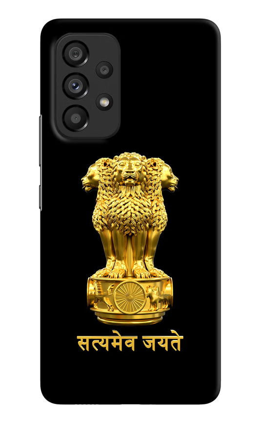 Satyamev Jayate Golden Samsung A53 5G Hard Case Back Cover by Casekaro
