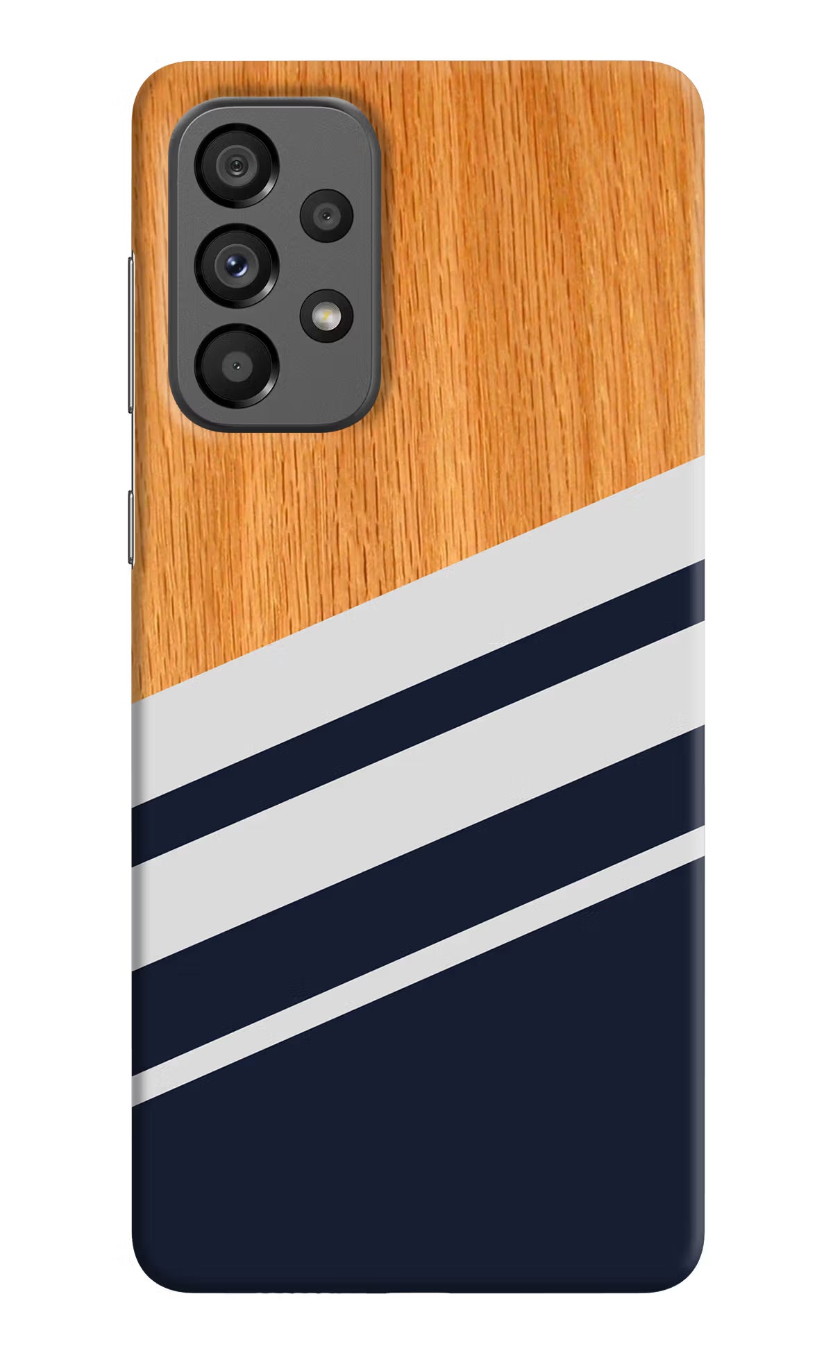 Blue and white wooden Samsung A73 5G Hard Case Back Cover by Casekaro