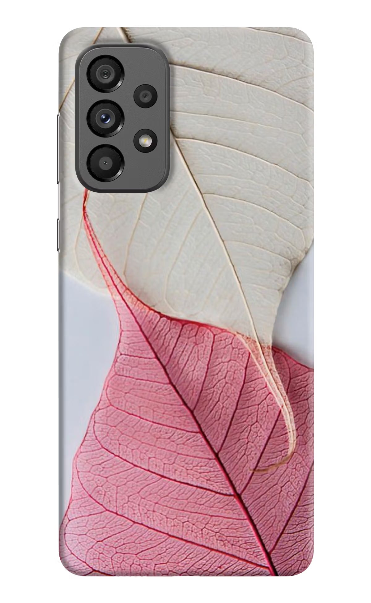 White Pink Leaf Samsung A73 5G Hard Case Back Cover by Casekaro
