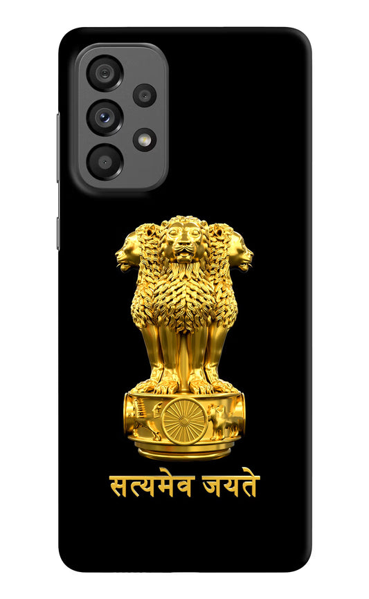 Satyamev Jayate Golden Samsung A73 5G Hard Case Back Cover by Casekaro