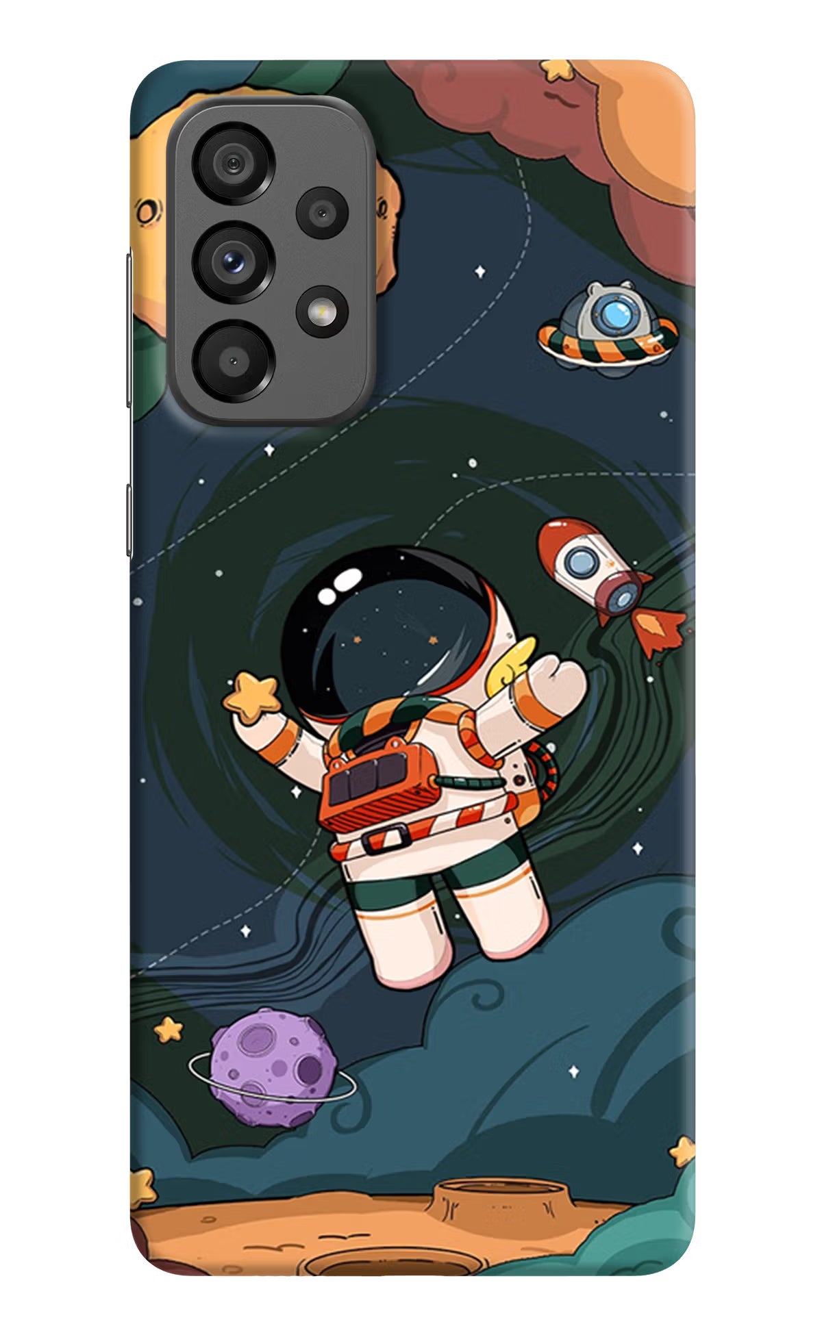 Cartoon Astronaut Samsung A73 5G Hard Case Back Cover by Casekaro