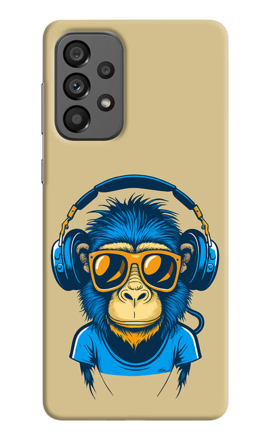 Monkey Headphone Samsung A73 5G Hard Case Back Cover by Casekaro