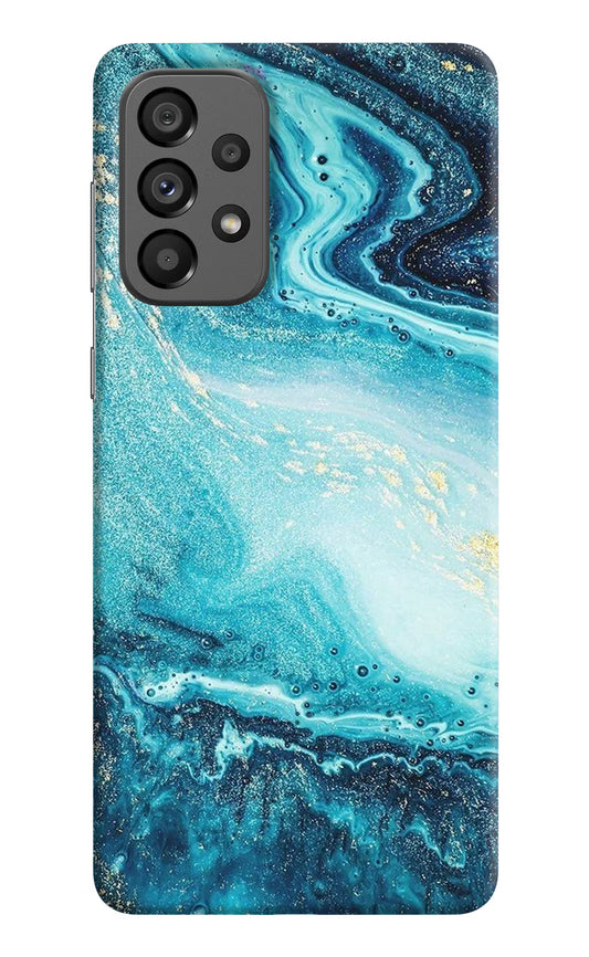 Blue Glitter Marble Samsung A73 5G Hard Case Back Cover by Casekaro