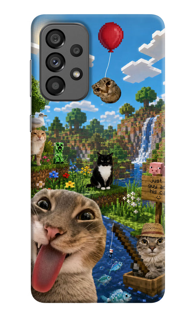 Minecraft Cat Chaos Samsung A73 5G Hard Case Back Cover by Casekaro