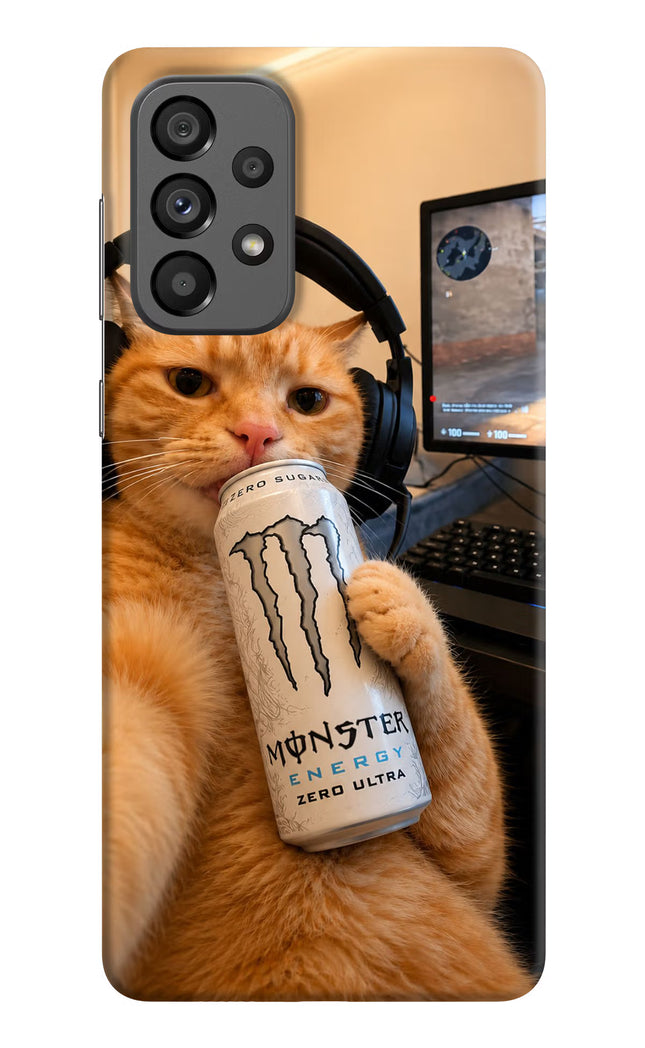 Gamer Cat Energy Samsung A73 5G Hard Case Back Cover by Casekaro