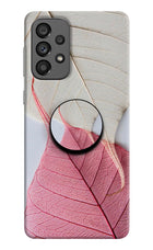 White Pink Leaf Samsung A73 5G Pop Case by Casekaro