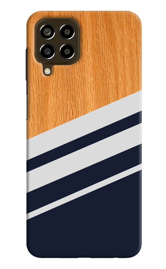 Blue and white wooden Samsung M33 5G Hard Case Back Cover by Casekaro