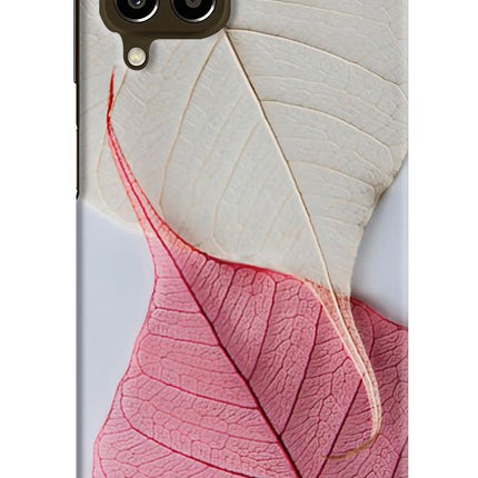 White Pink Leaf Samsung M33 5G Hard Case Back Cover by Casekaro