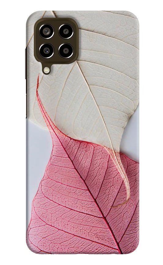 White Pink Leaf Samsung M33 5G Hard Case Back Cover by Casekaro