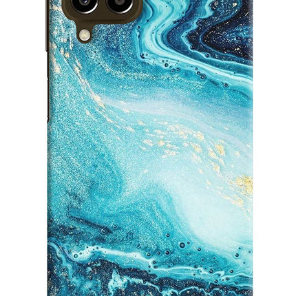 Blue Glitter Marble Samsung M33 5G Hard Case Back Cover by Casekaro