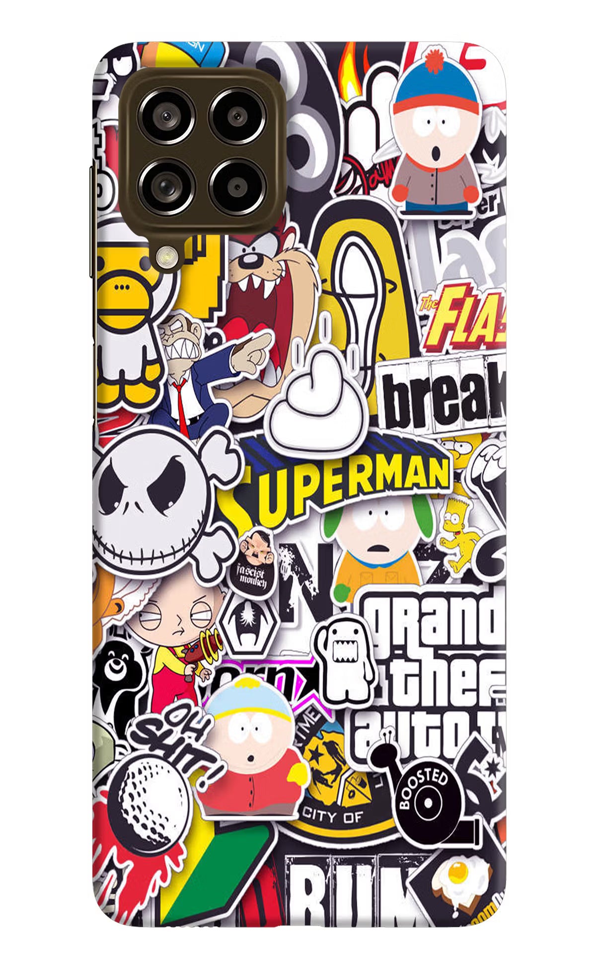 Sticker Bomb Samsung M53 5G Hard Case Back Cover by Casekaro
