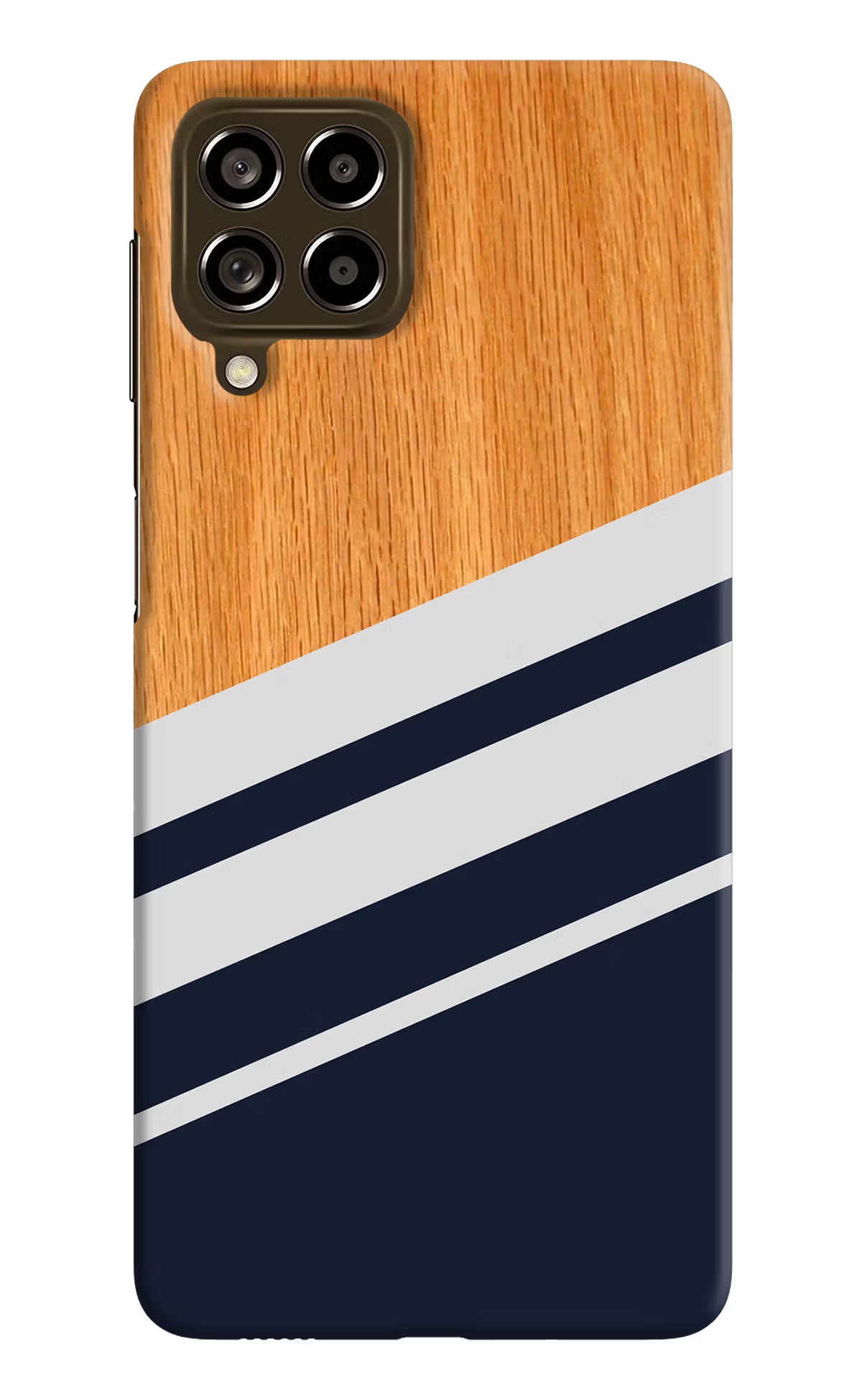 Blue and white wooden Samsung M53 5G Hard Case Back Cover by Casekaro