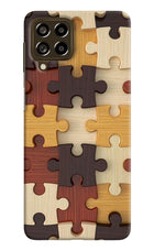 Wooden Puzzle Samsung M53 5G Hard Case Back Cover by Casekaro