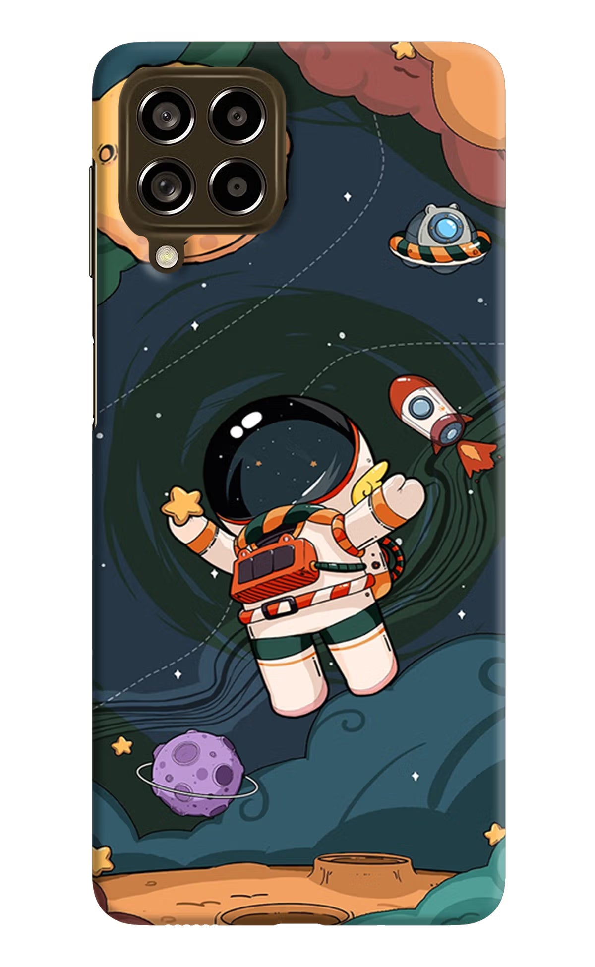 Cartoon Astronaut Samsung M53 5G Hard Case Back Cover by Casekaro