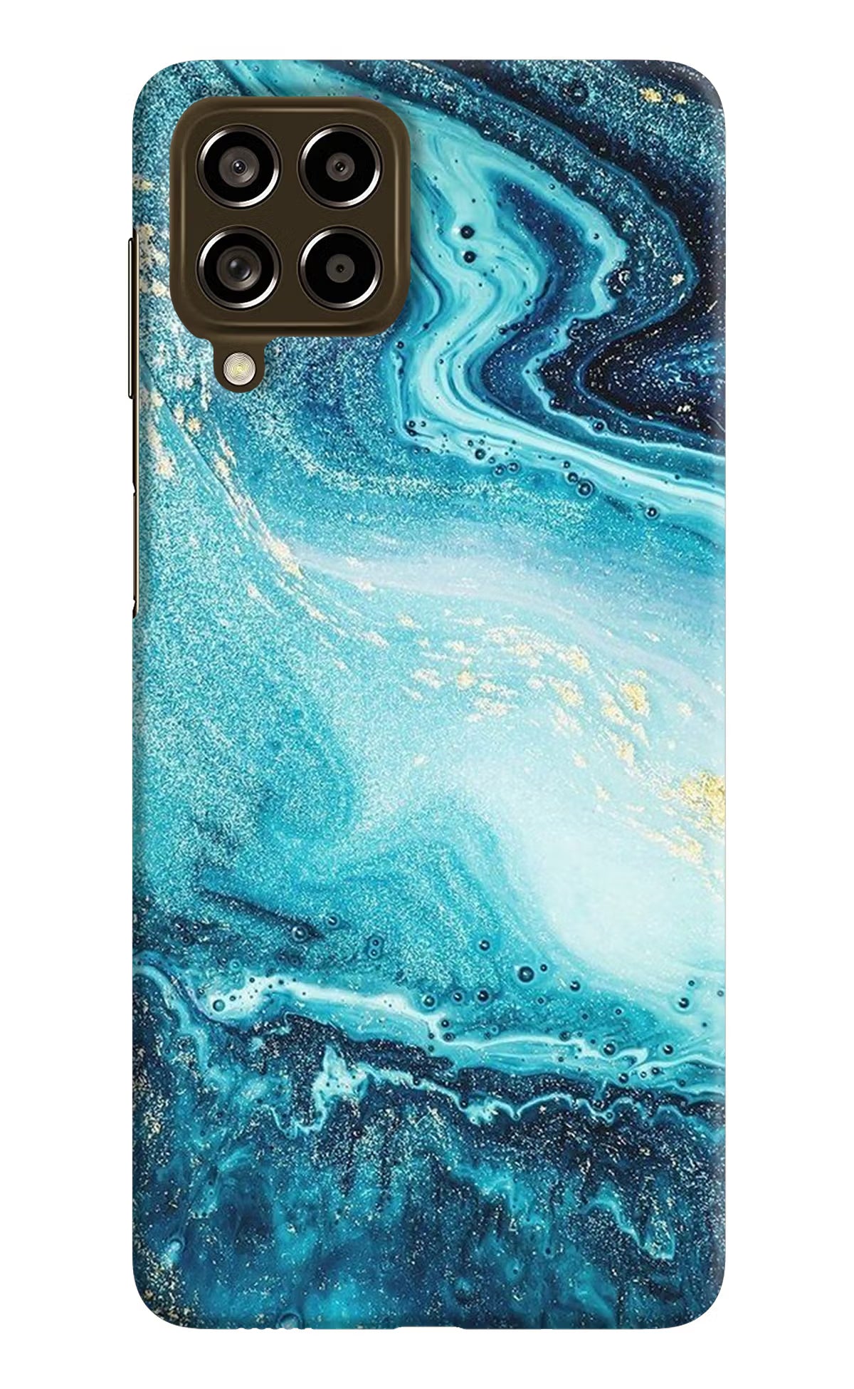 Blue Glitter Marble Samsung M53 5G Hard Case Back Cover by Casekaro