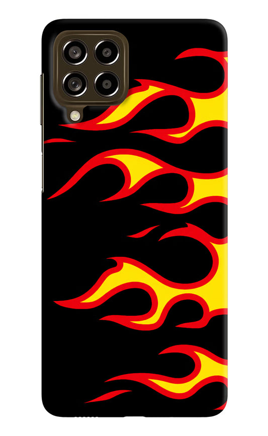 Side Sweep Flames Samsung M53 5G Hard Case Back Cover by Casekaro